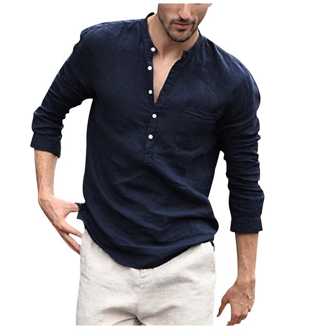 Plaid Collar Tops Turn Down Men Shirts Clothing - Image 6