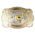 Golden Equestrian Big Head Belt Buckle Two-Color Craft Alloy Smooth Buckle