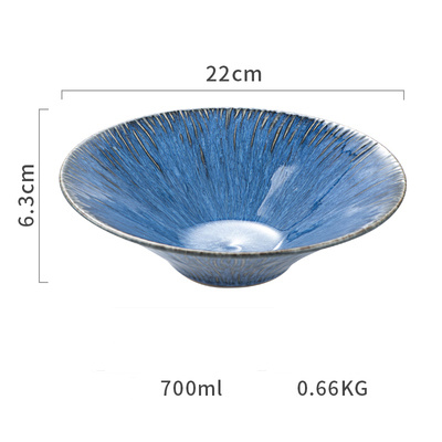 Nordic Blue Ceramic Steak Western Plate Tableware - Image 6