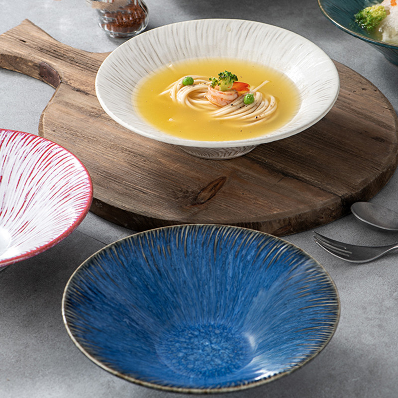 Nordic Blue Ceramic Steak Western Plate Tableware - Image 2