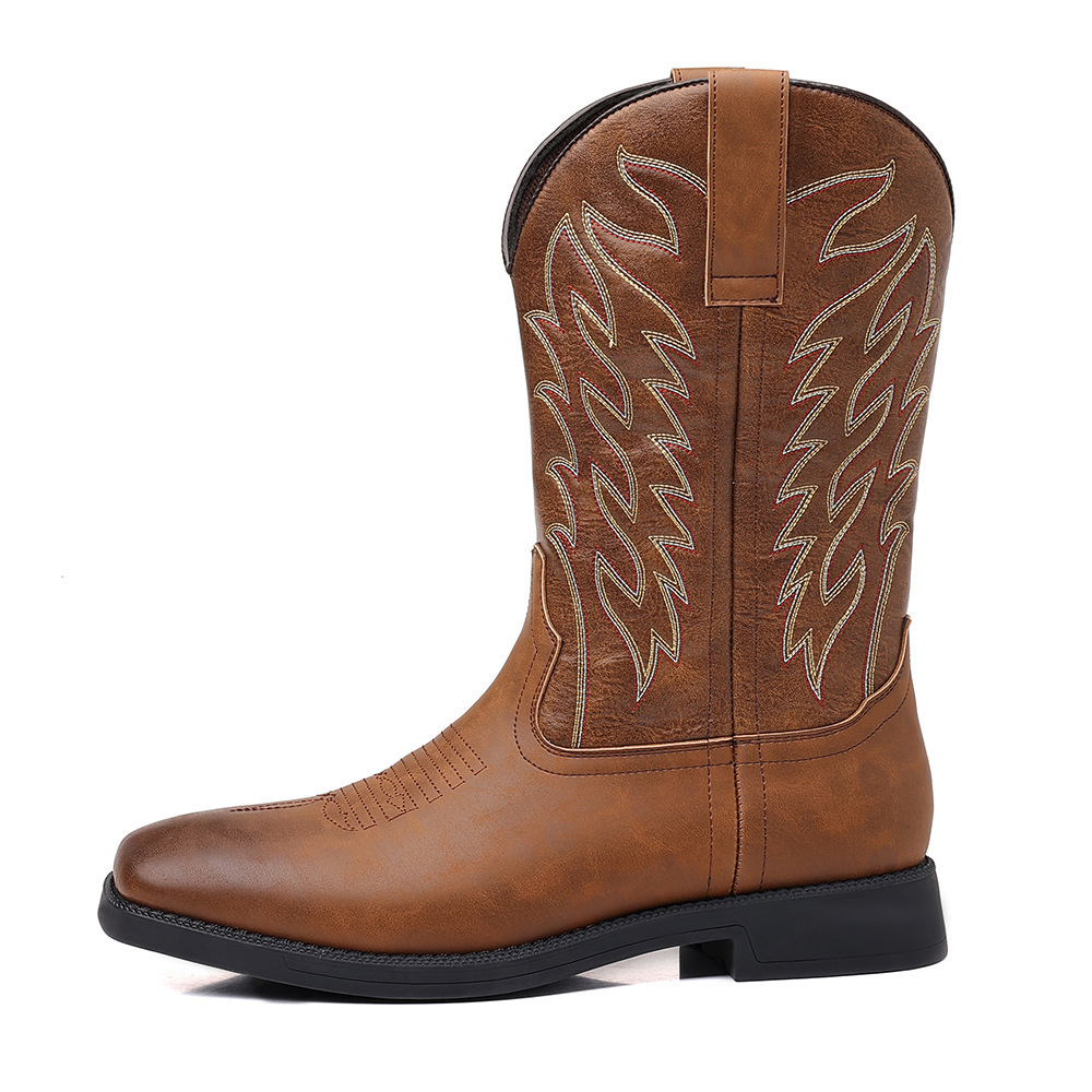 Retro Wide Head Western Cowboy Boot - Image 5