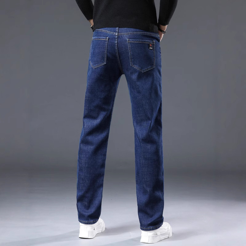 Winter Fleece-lined Thick Jeans Men's Plus Size Loose Straight Casual Trousers - Image 4