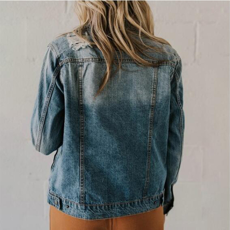 Ripped Slimming Washed Women's Cowboy Coat Jacket - Image 6